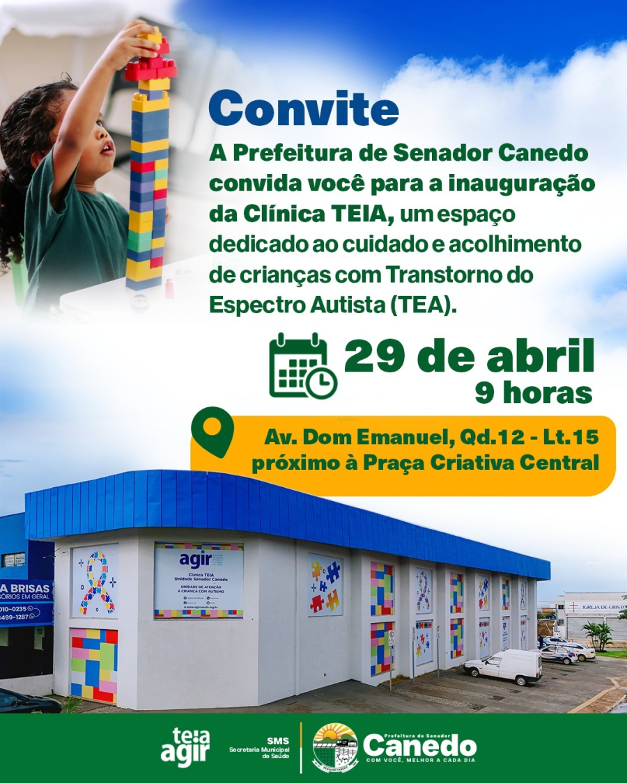 Senador Canedo inaugura Clínica TEIA para atendimento especializado a crianças com autismo